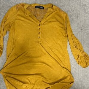 Almost Famous Mustard Yellow Lace Top